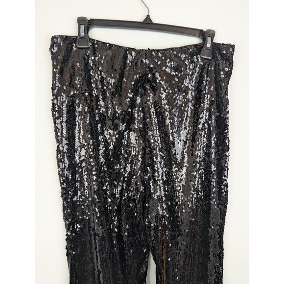 House of Harlow 1960 Sequin Pants Cropped Wide Leg Glam Party Black Size M - Picture 7 of 13